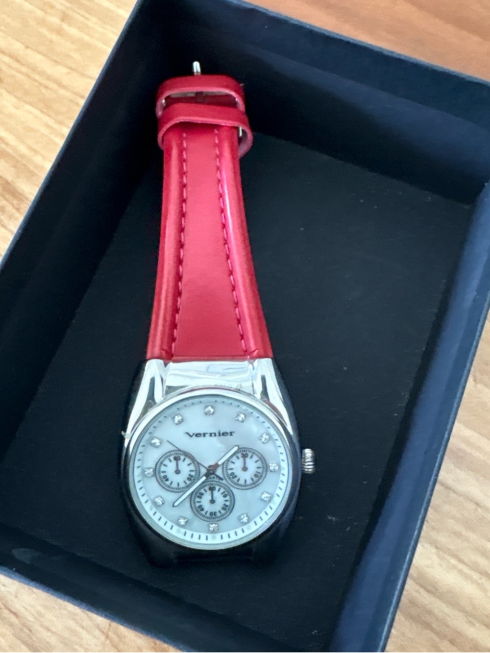 Vernier Women's Watch with Red Leather Strap